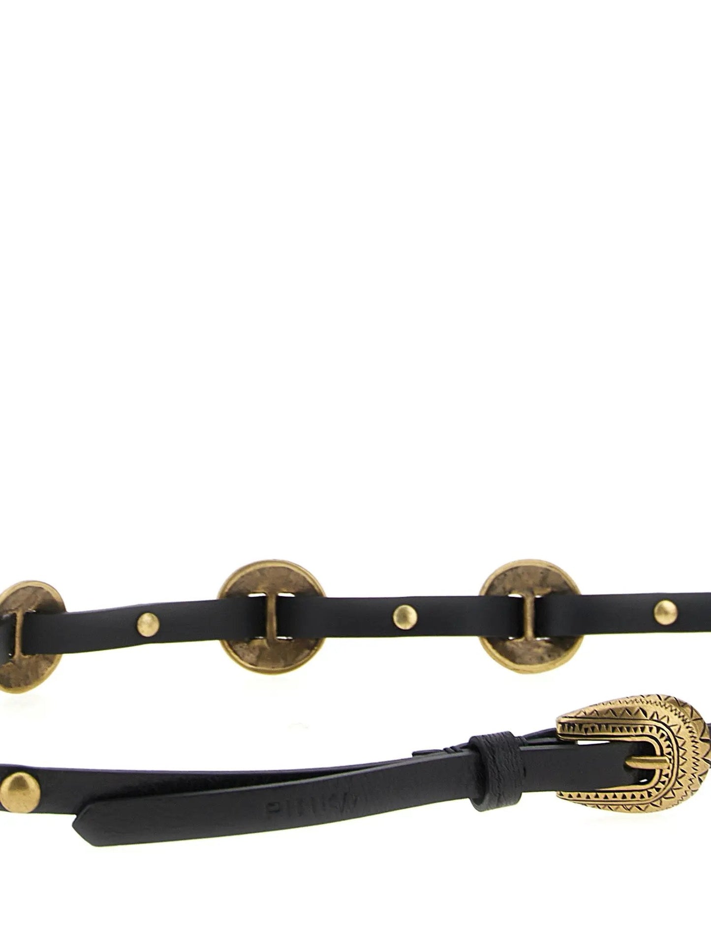 PINKO Black Calfskin Thin Belt