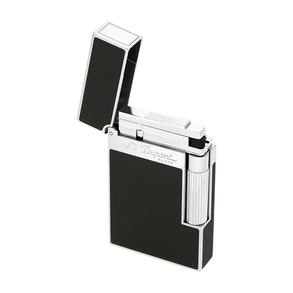 S.T. DUPONT LIGNE 2 BLACK LACQUERED PALLADIUM LIGHTER/BRIQUET 016296