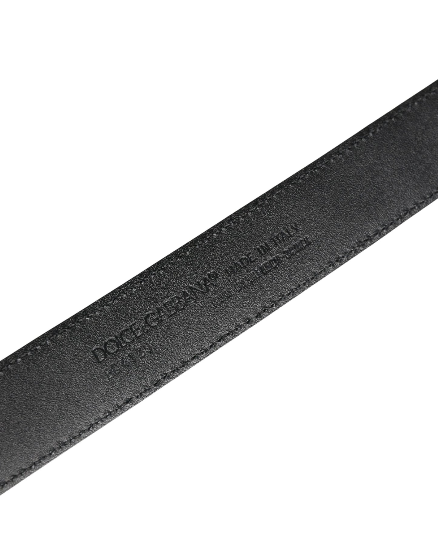 Dolce & Gabbana Men Black Exotic Leather Logo Buckle Belt