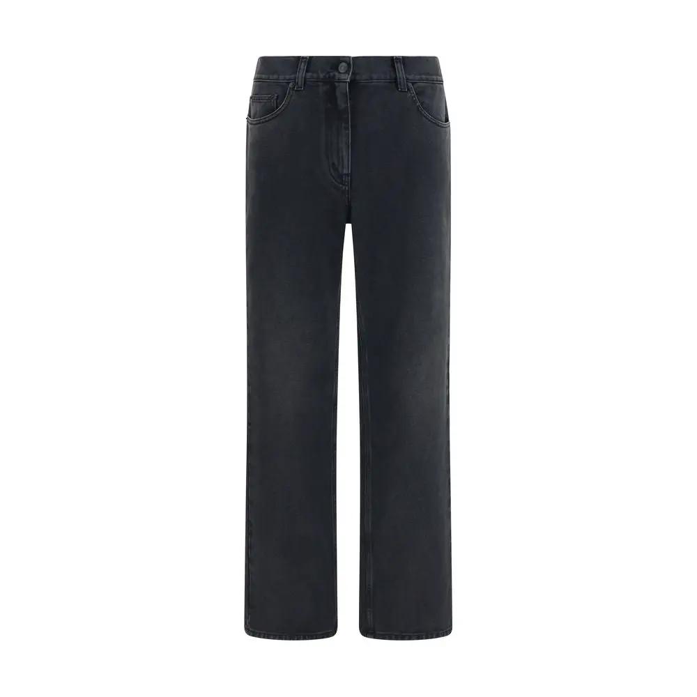 The Row Black Cotton Straight-Leg Jeans