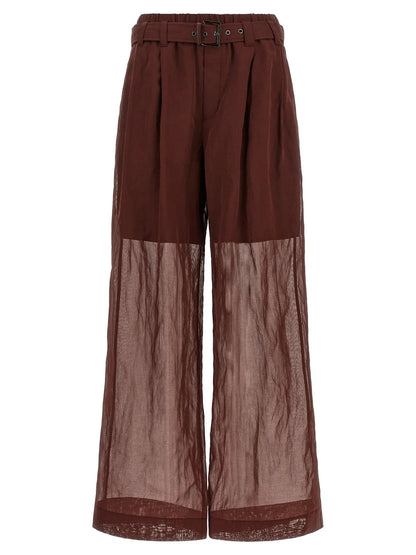 Brunello Cucinelli Bordeaux Cotton Flared Pants