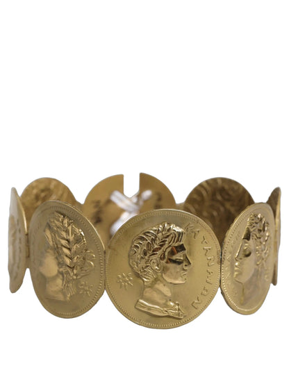Dolce & Gabbana Gold Tone Brass Coin Metal Waist Cintura Belt