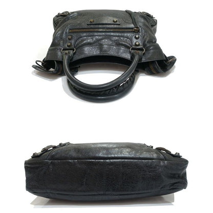 Balenciaga The Town Handbag 2-Way Leather Black Gold