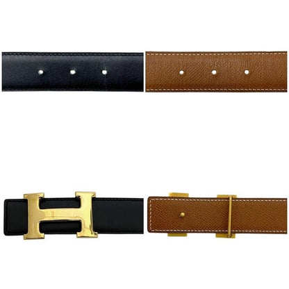 Hermes Belt Black Camel Brown Gold