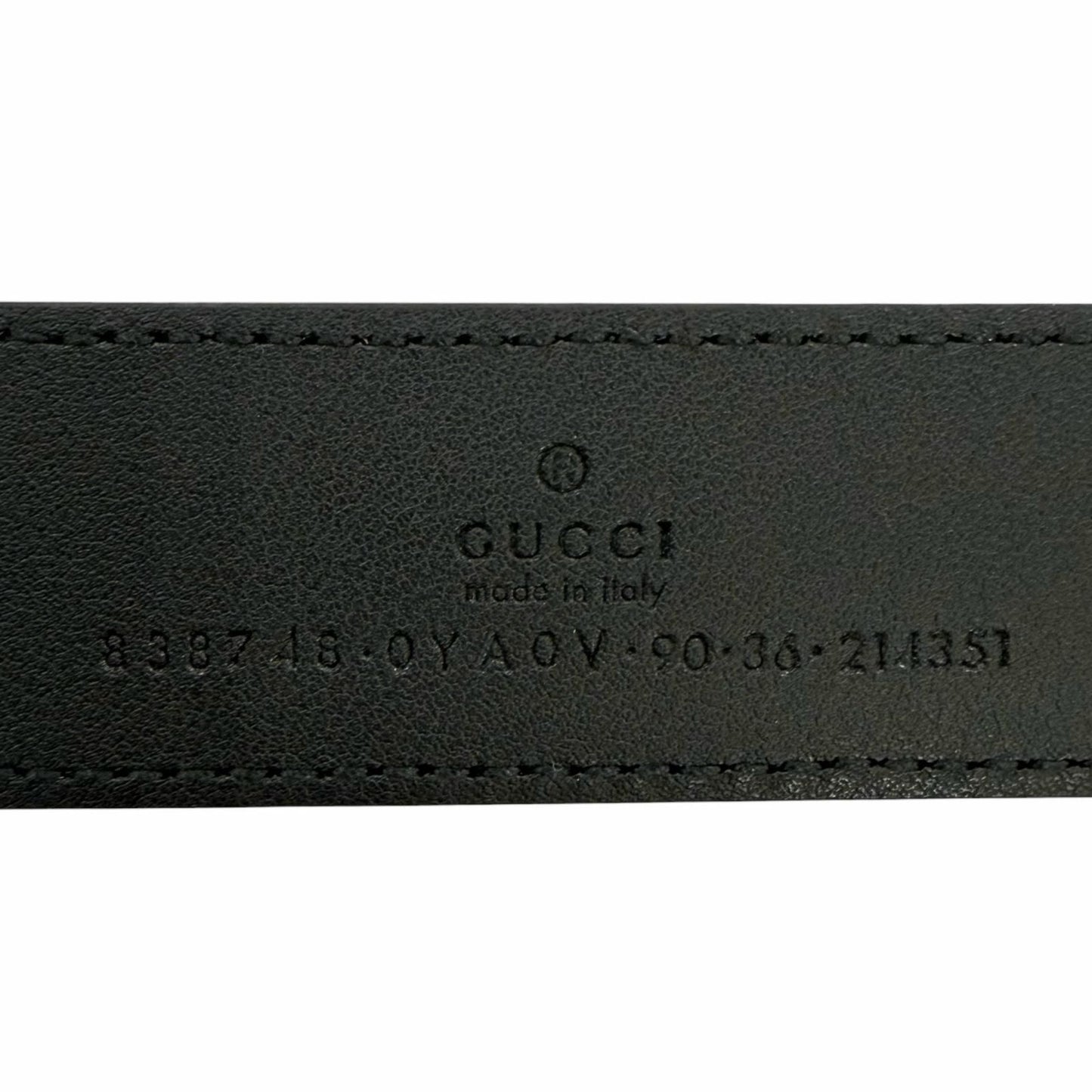 Gucci GG Logo Square Buckle Leather Belt Black Silver 90 36 Recommended