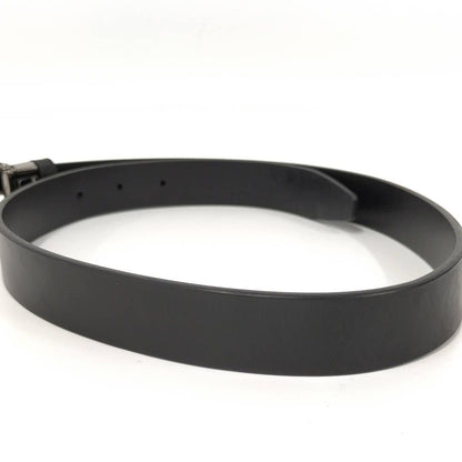 Gucci Belt Interlocking Leather Black Silver 70.28