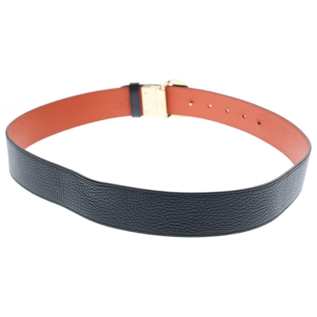 Gucci GG Supreme Reversible Belt Black Orange Leather Gold