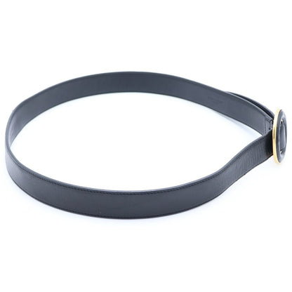 Saint Laurent Paris Circle Logo Buckle Leather Belt Gold Black 85