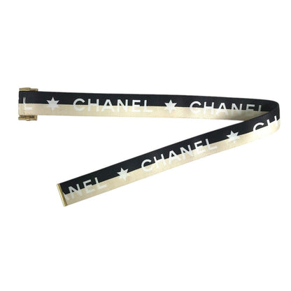 Chanel Belt CC Logo Canvas Leather Black