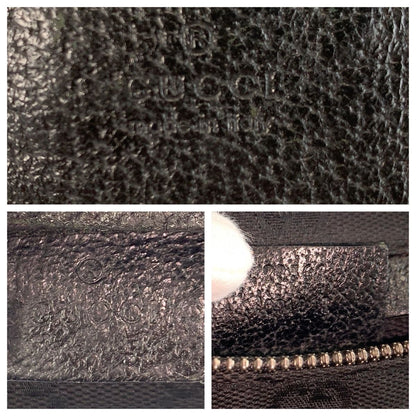 Gucci Black Silver GG Canvas Leather Belt Bag Waist Pouch