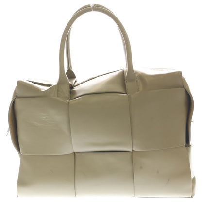 Bottega Veneta Arco Maxi Intreccia Leather 2-Way Handbag Beige