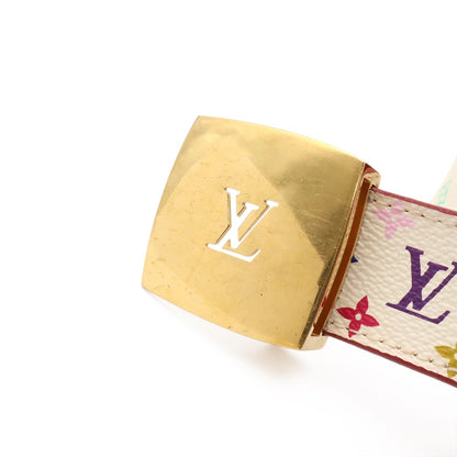 Louis Vuitton Monogram Multicolor Ceinture Carre Belt Leather Blanc White 80