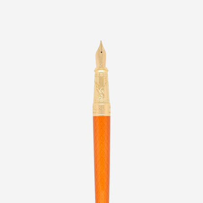 S.T. Dupont Line D Eternity Game of Thrones Fire Orange Yellow Gold Plated & Lacquer Fountain Pen 420037L