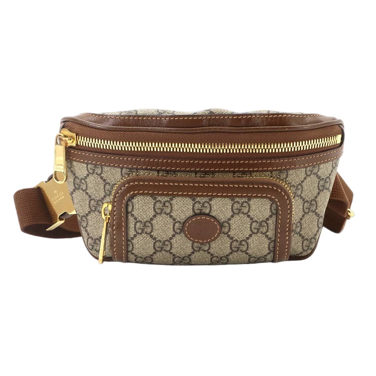 Gucci Interlocking Belt Bag Waist Pouch GG Supreme Leather Beige Brown
