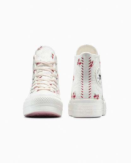 Chuck Taylor All Star Lift Platform Rose Cross Stitch High Top