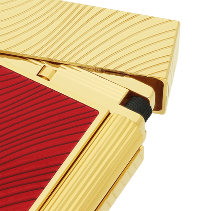 S.T. DUPONT Ligne 2 Horse Mane Guilloche Red/YG Lighter/Briquet C16080CL