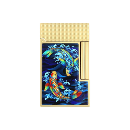 S.T. DUPONT Ligne 2 Golden Koi Fish Blue Lighter/Briquet C16397SH