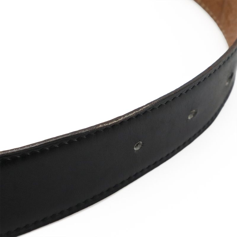 Hermes H Plate Belt Reversible Box Calf Togo Leather Black Brown