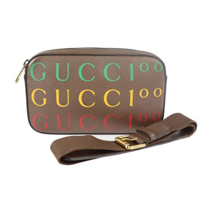 Gucci Belt Bag Waist Calf Leather Brown Multicolor Gold Hardware