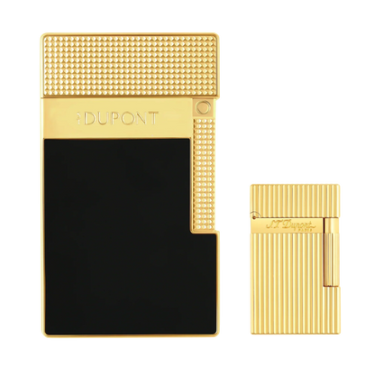 S.T. Dupont Black Lacquered Gold Table Lighter/Briquet T20100