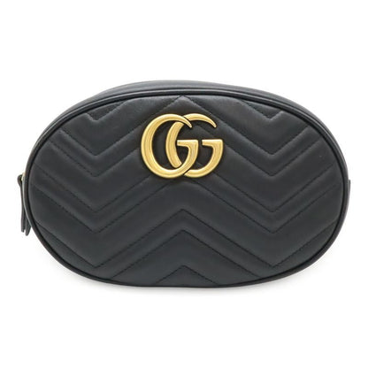 Gucci GG Marmont Belt Bag Body Waist Pouch Quilted Leather Black