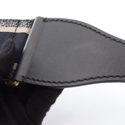 Dior Belt Embroidery Navy Canvas Leather
